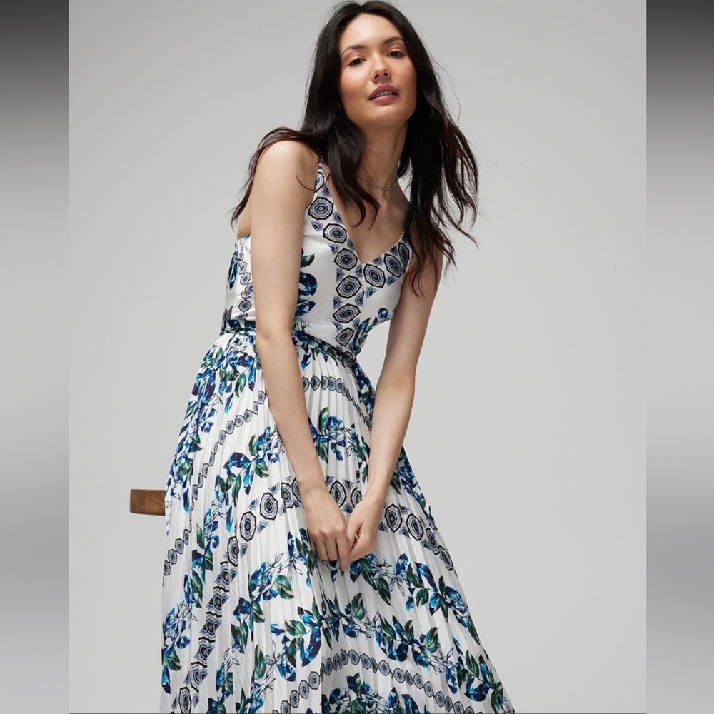 White House Black Market Blue and Green Patterned Maxi Dress - Picture 13 of 13